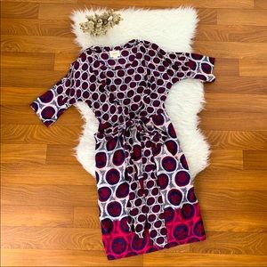 MAEVE BRIGHT MAROON & BLUE SILK DRESS NWOT